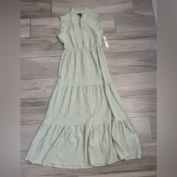 Maggy London Striped Maxi Dress with Ruffles - Picture 1 of 3